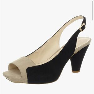 Sacha London brown and black Suede Colorblock Slingback Peeptoe Heels size 6
